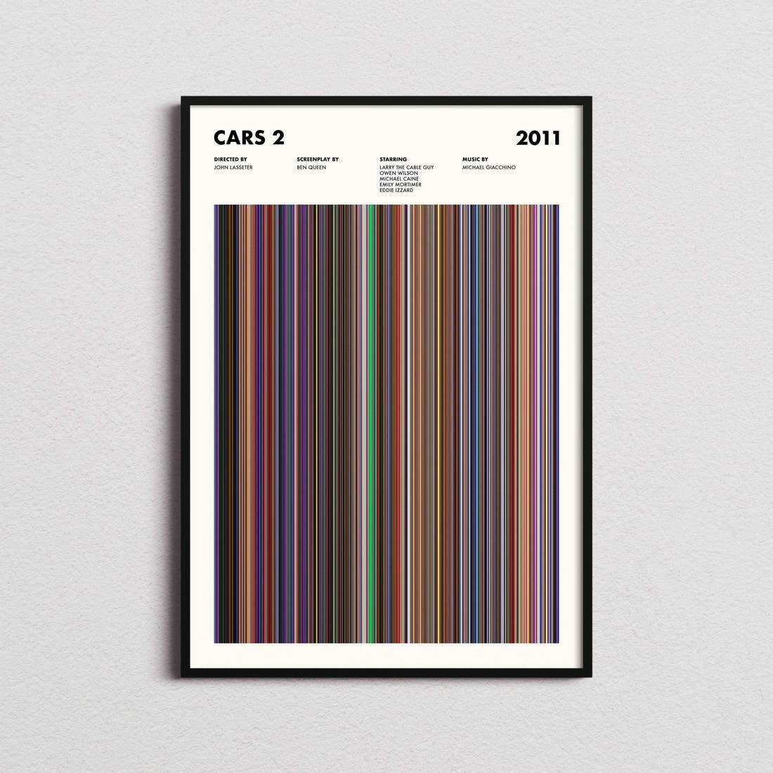 Cars 2 Movie Barcode Poster