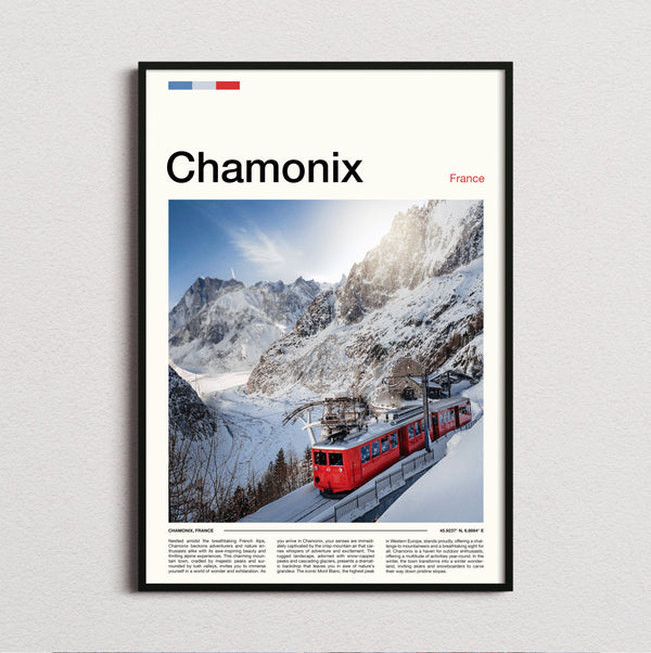 Chamonix - Red Mountain Train - Travel Print