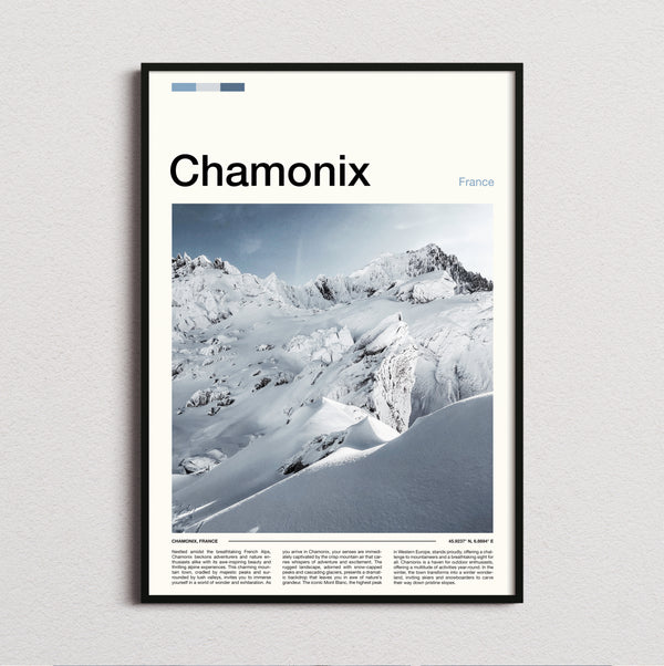 Chamonix - Snowy Mountain Peak - Travel Print