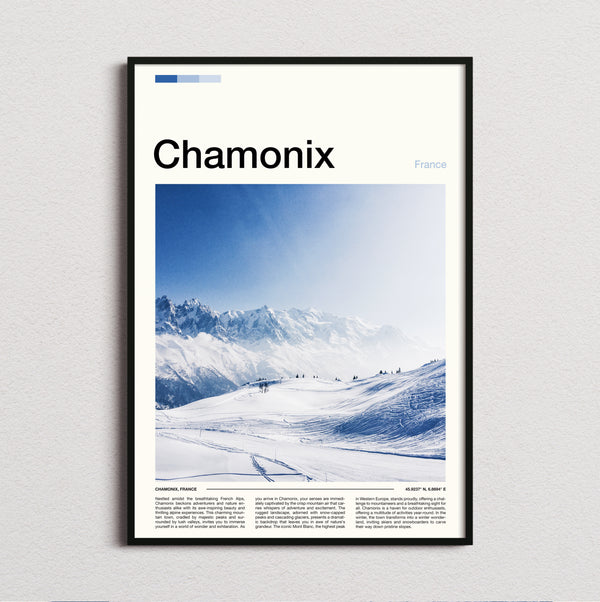 Chamonix - Snowy Ski Slopes - Travel Print