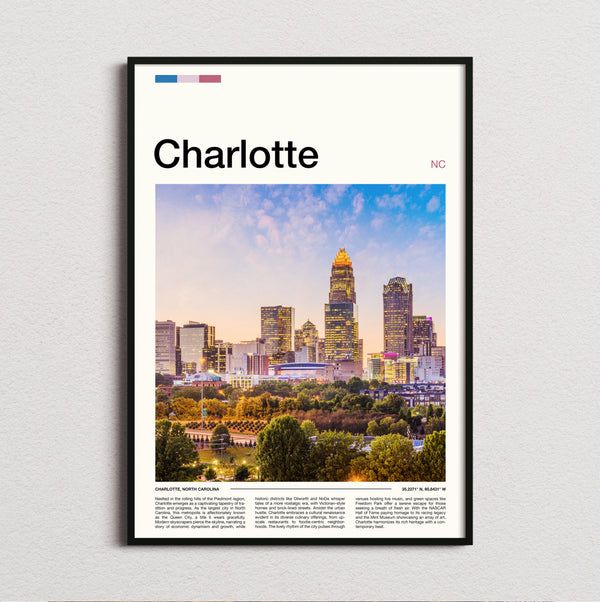 Charlotte - Skyline At Dusk - Travel Print
