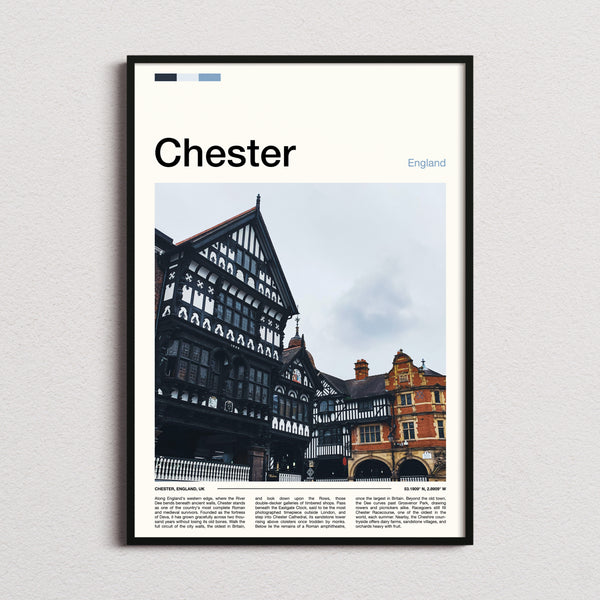 Chester Tudor Timber Rows Travel Print framed and photographed straight on