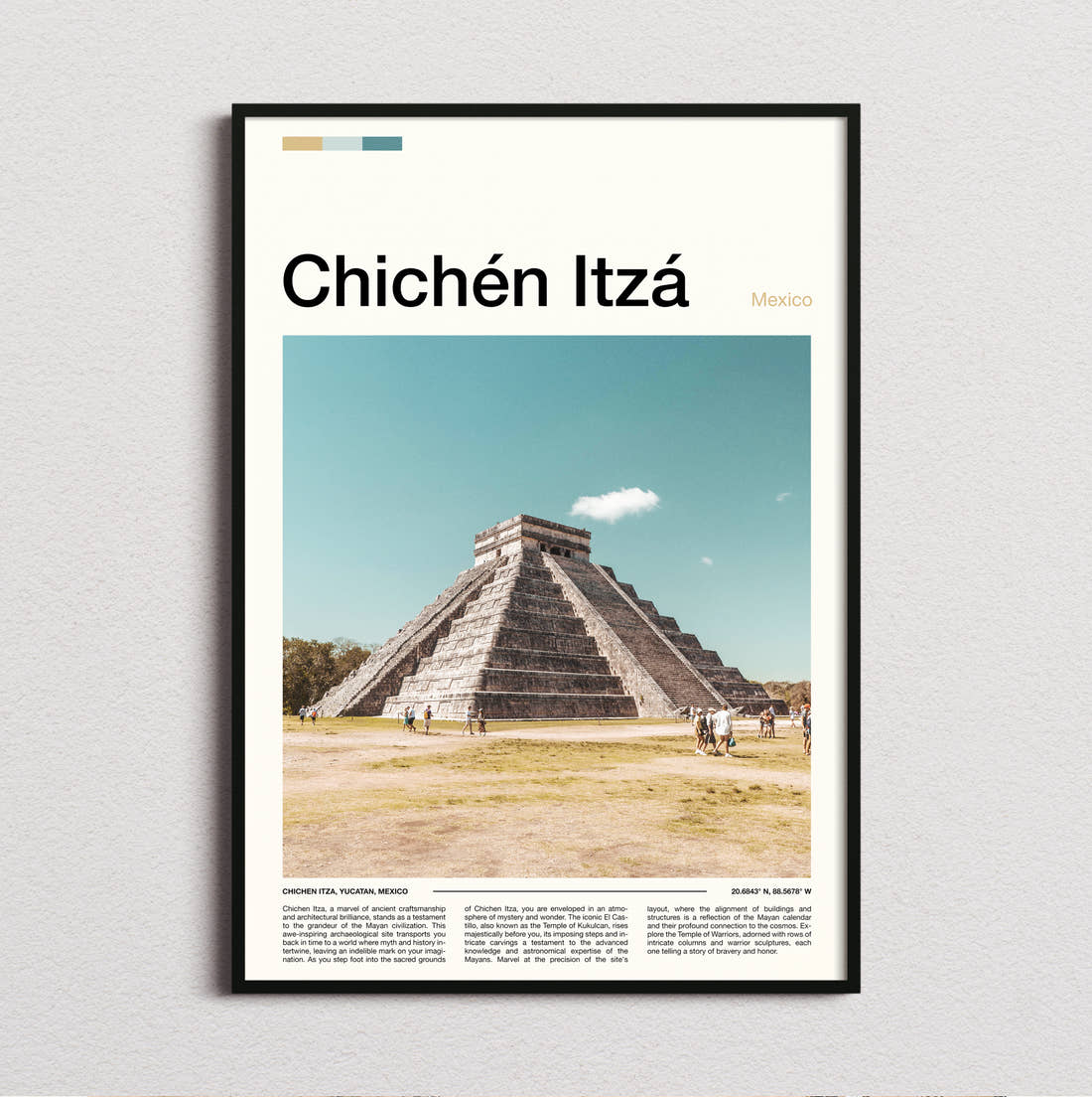 Chichen Itza El Castillo Across The Plaza Travel Print framed and photographed straight on