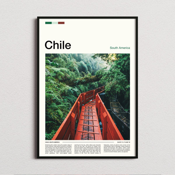 Chile - Red Walkway Through Forest - Travel Print