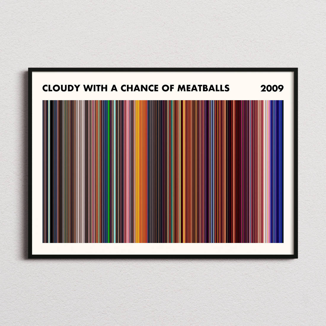 Cloudy with a Chance of Meatballs Movie Barcode Poster - Simplified