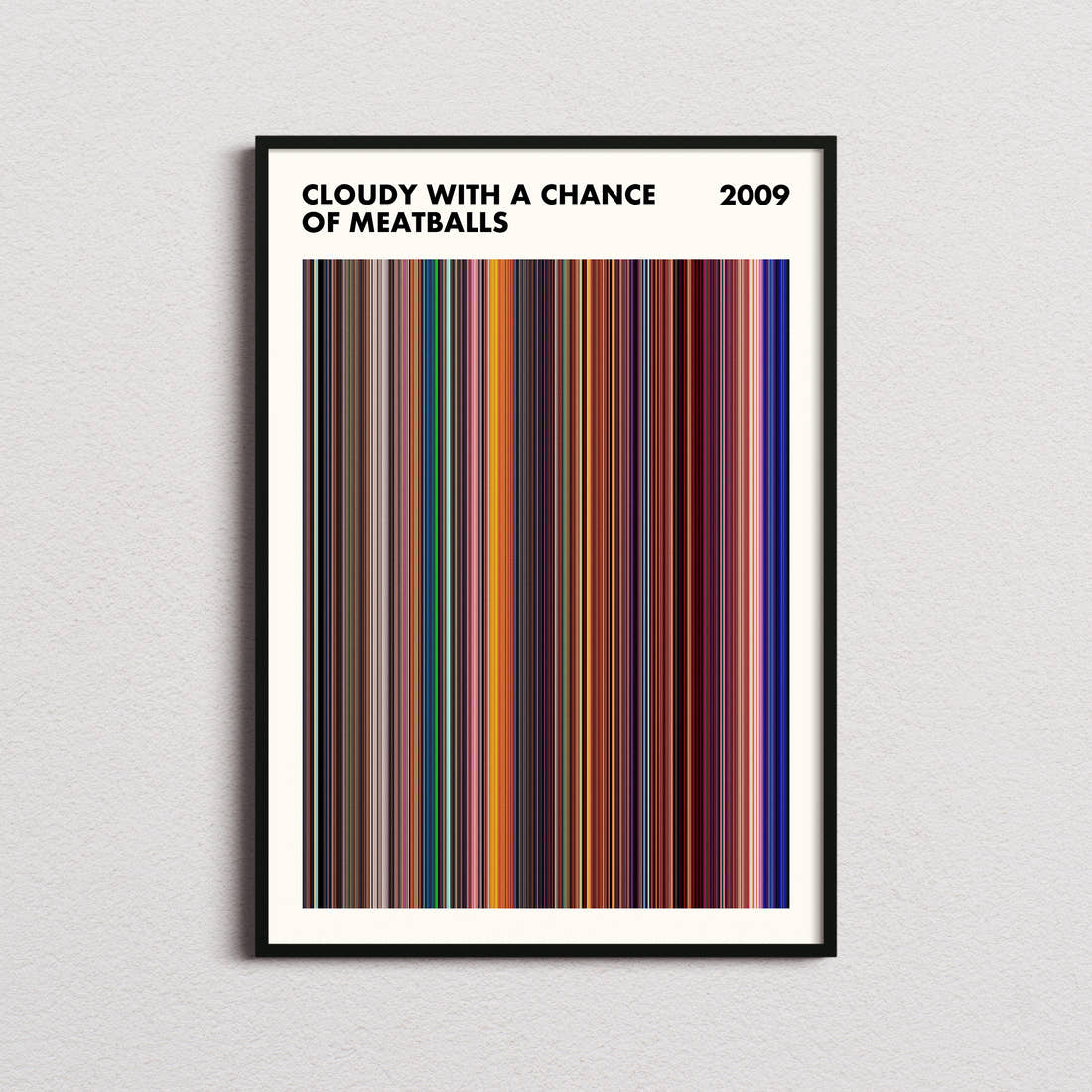 Cloudy with a Chance of Meatballs Movie Barcode Poster - Simplified