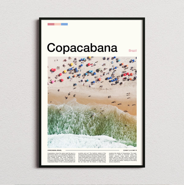 Copacabana - Beach Umbrellas From Above - Travel Print