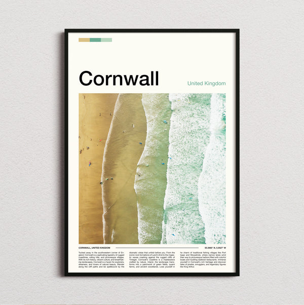 Cornwall - Aerial View Of The Beach - Travel Print