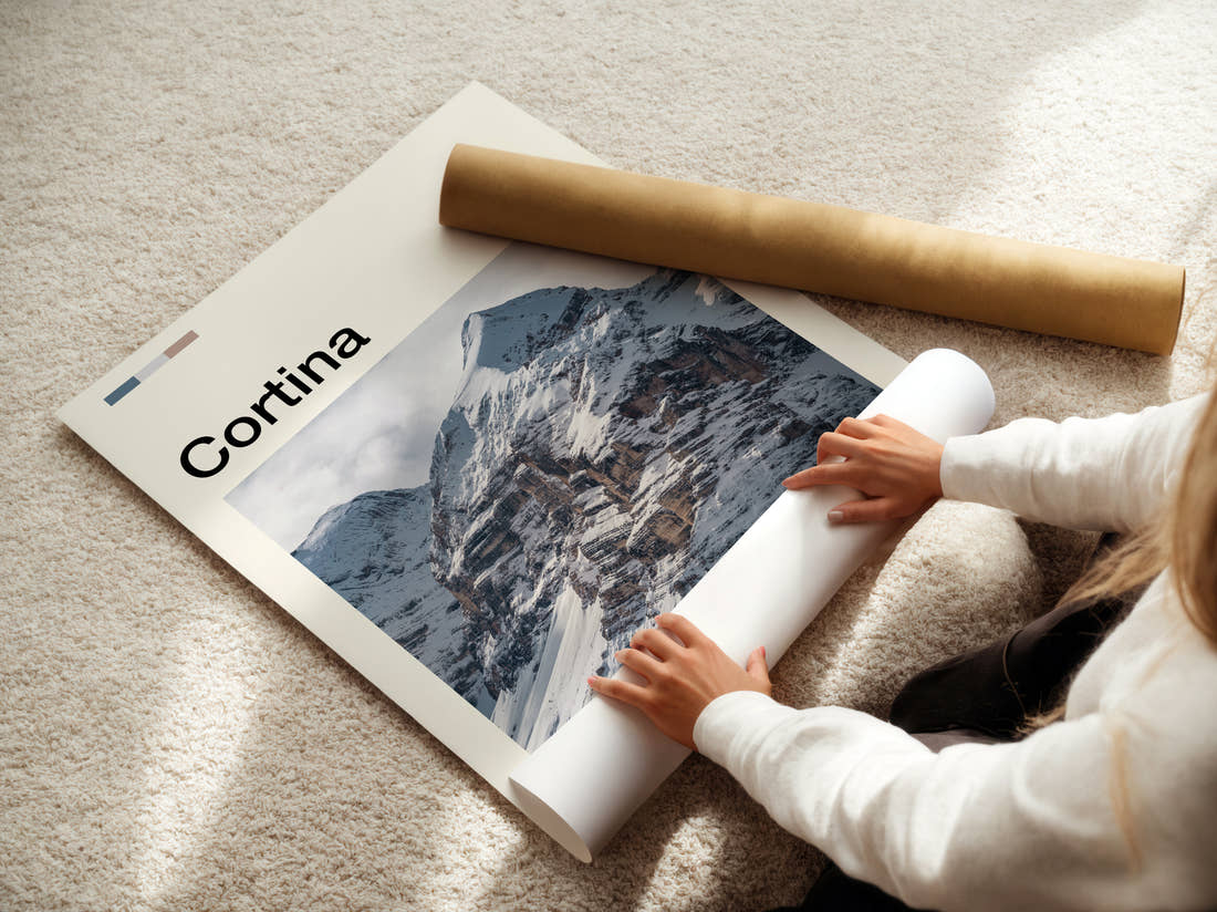 Cortina Travel Print being unrolled from its postal tube
