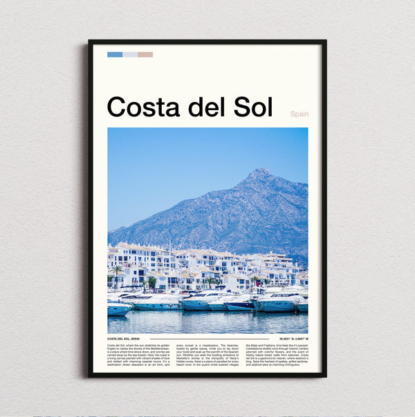 Costa del Sol - Marina Below The Mountain - Travel Print