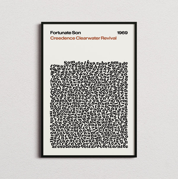Creedence Clearwater Revival Fortunate Son Lyric Print in the cream colourway, framed