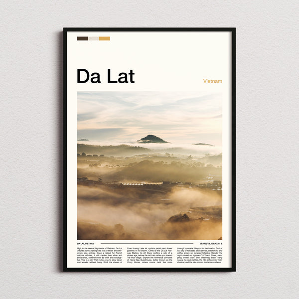 Da Lat Misty Highland Valley Travel Print framed and photographed straight on