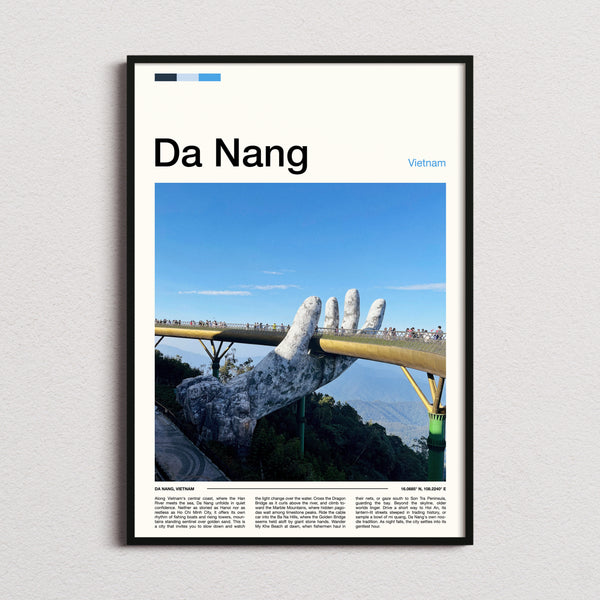 Da Nang Golden Bridge Hands Travel Print framed and photographed straight on