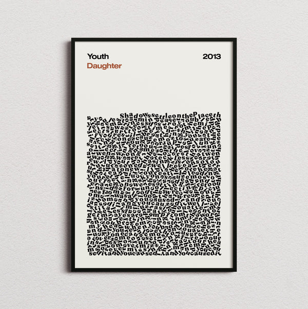 Daughter Youth Lyric Print in the cream colourway, framed