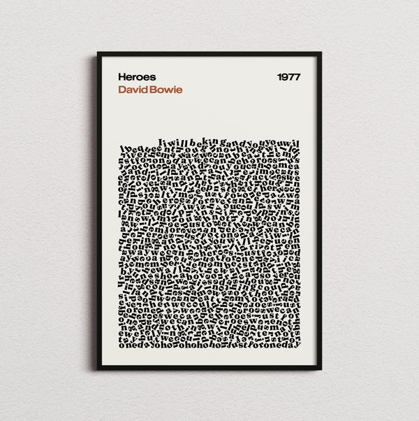 David Bowie Heroes Lyric Print