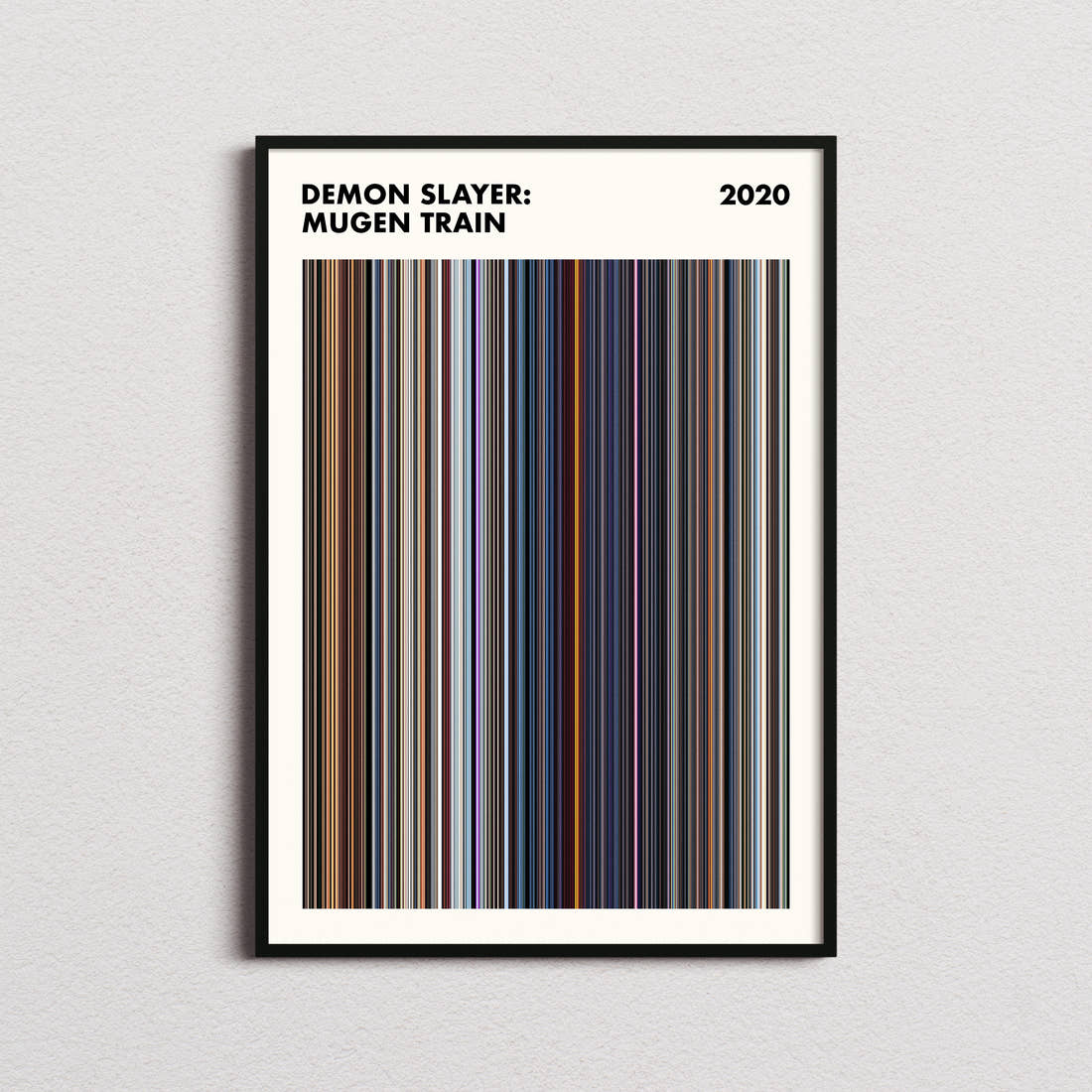 Demon Slayer: Mugen Train Movie Barcode Poster - Simplified