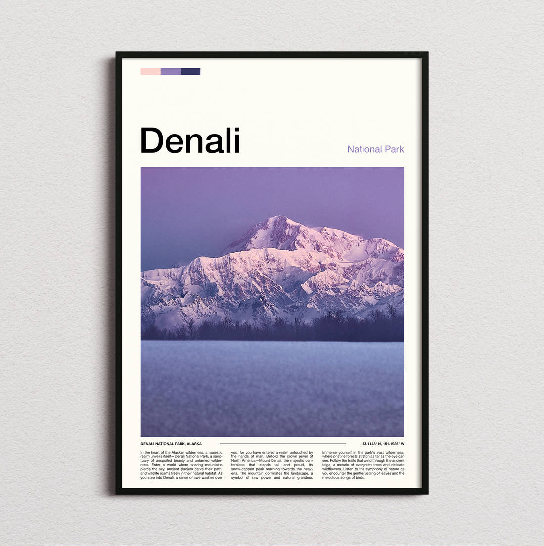 Denali Purple Mountain At Dusk Travel Print framed and photographed straight on