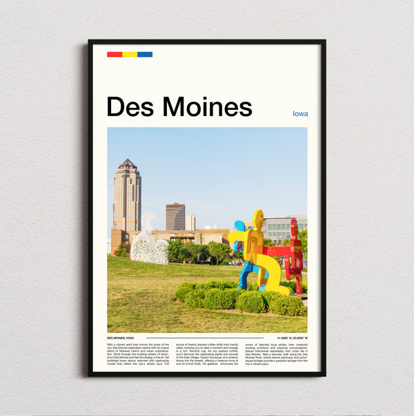 Des Moines - Colourful Sculpture - Travel Print