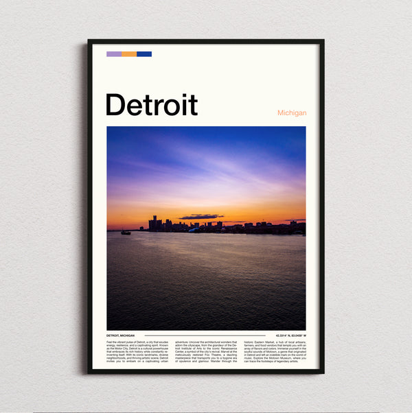 Detroit - Sunset Over The Water - Travel Print