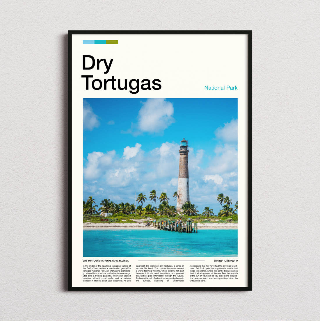 Dry Tortugas Travel Print framed and photographed straight on