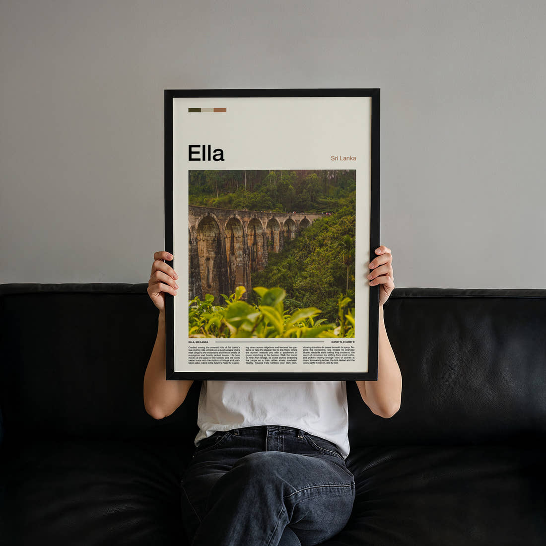 Ella Nine Arch Bridge Travel Print held up by hand to show the size of the print