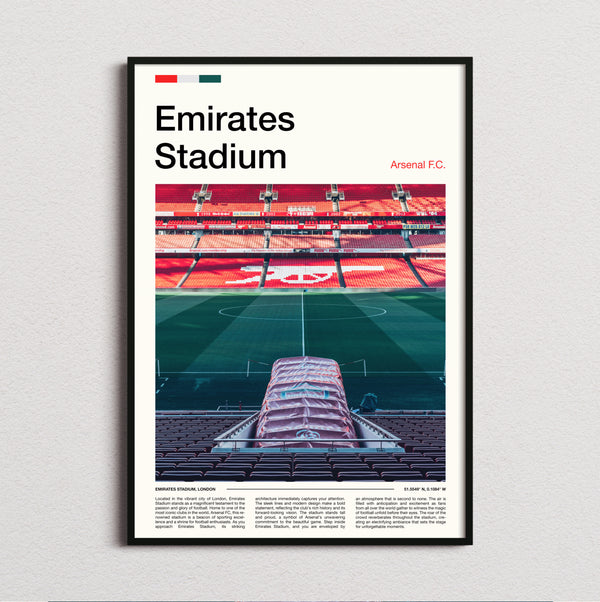 Emirates Stadium Print framed and photographed straight on