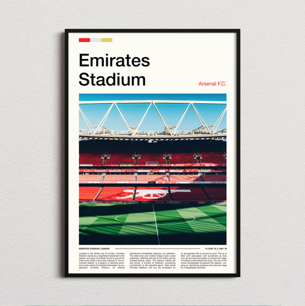 Emirates Stadium Print framed and photographed straight on