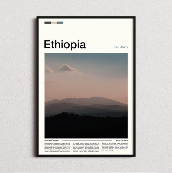 Ethiopia - Hazy Mountain Silhouettes - Travel Print