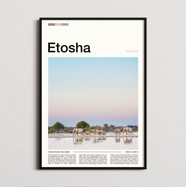 Etosha - Elephants At The Waterhole - Travel Print