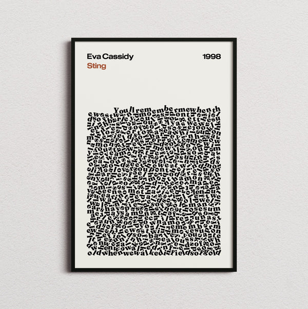 Eva Cassidy Fields of Gold Lyric Print in the cream colourway, framed