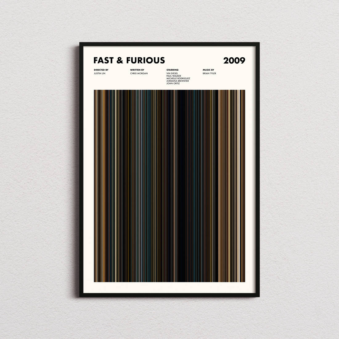 Fast & Furious Movie Barcode Poster
