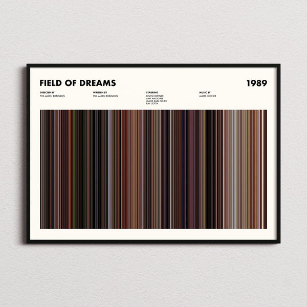 Field Of Dreams Movie Barcode Poster framed and photographed straight on