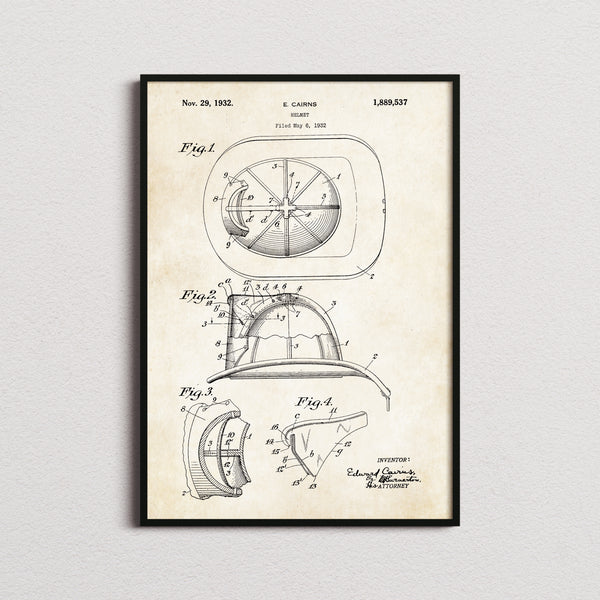 Fire Helmet Patent Print