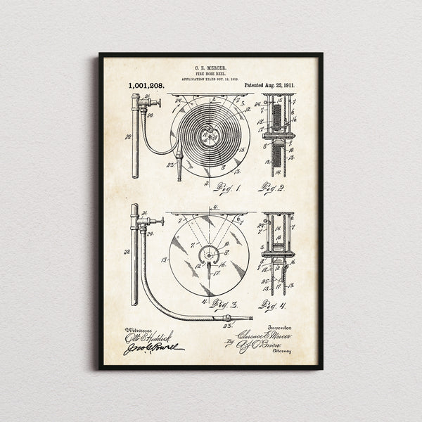 Fire Hose Reel Patent Print