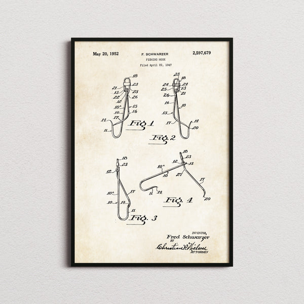 Fish Hook Patent Print