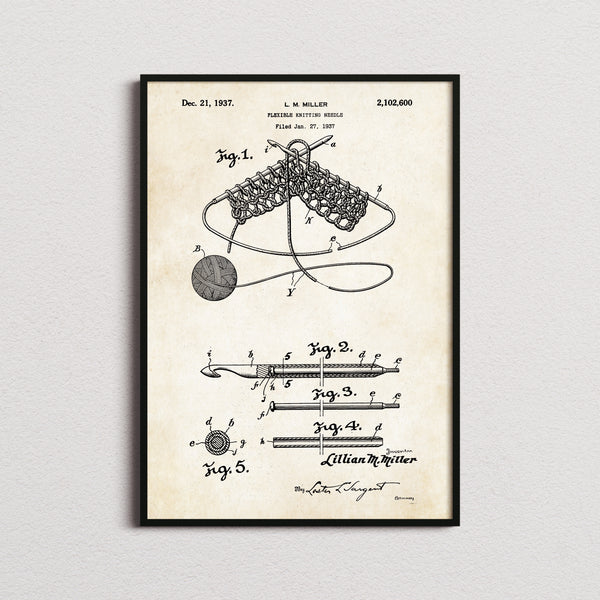 Flexible Knitting Needle Patent Print
