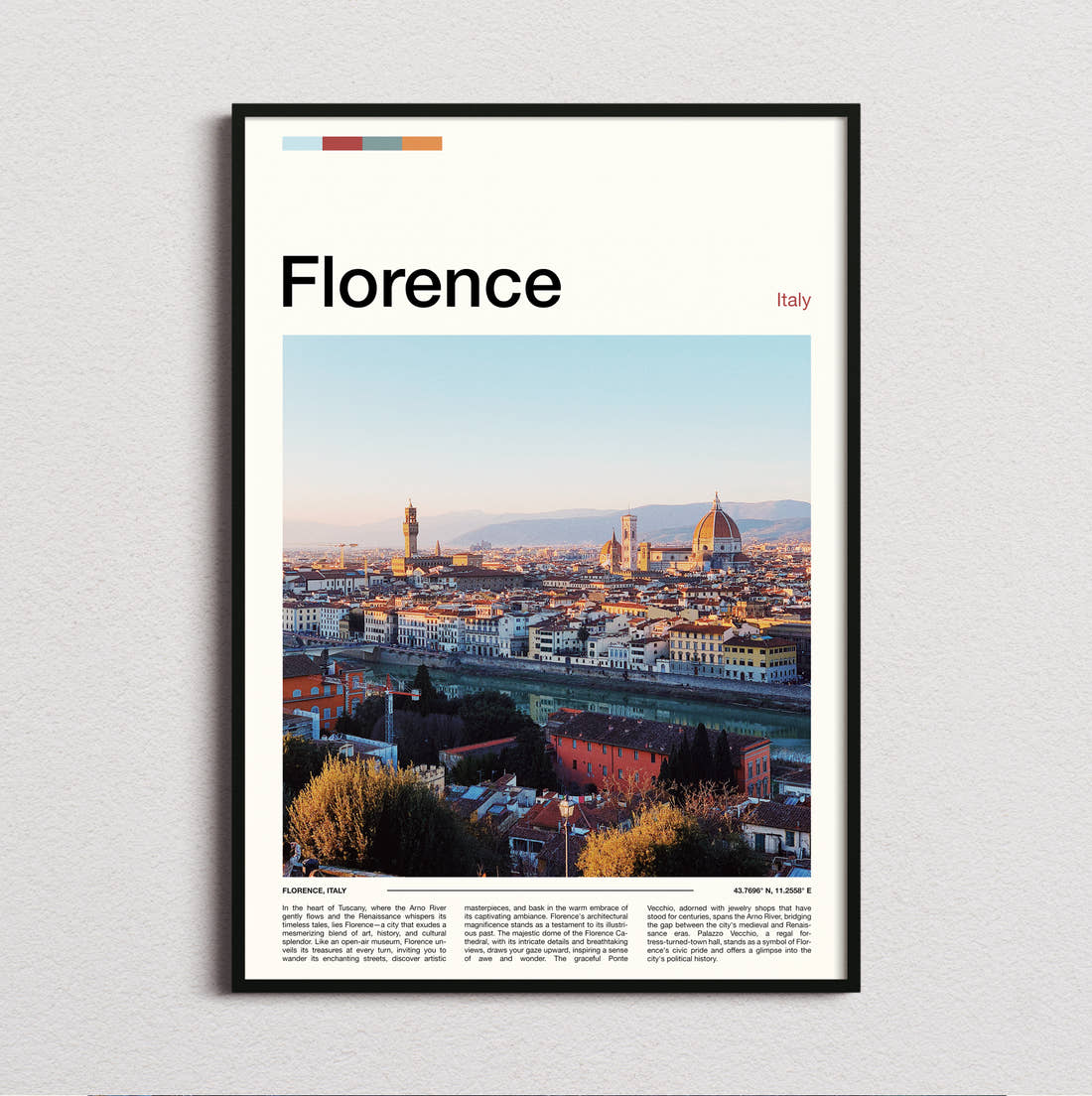 Florence Duomo And City Skyline Travel Print framed and photographed straight on