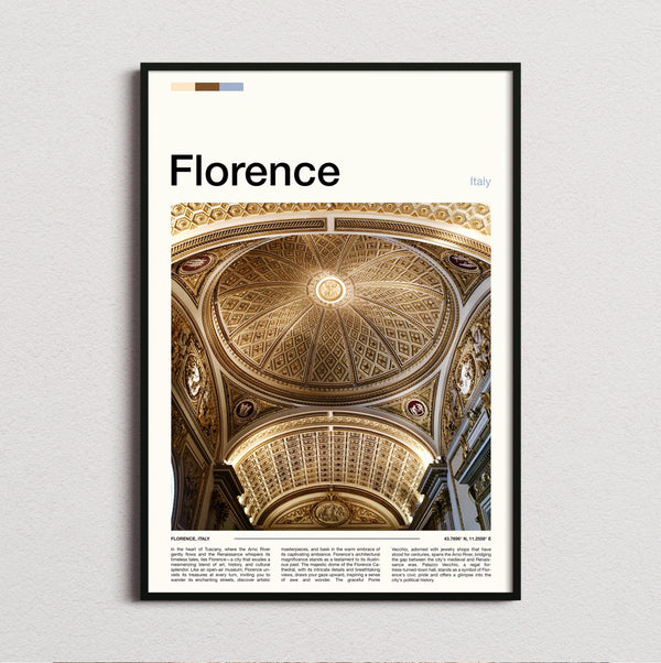 Florence - Ornate Domed Ceiling - Travel Print