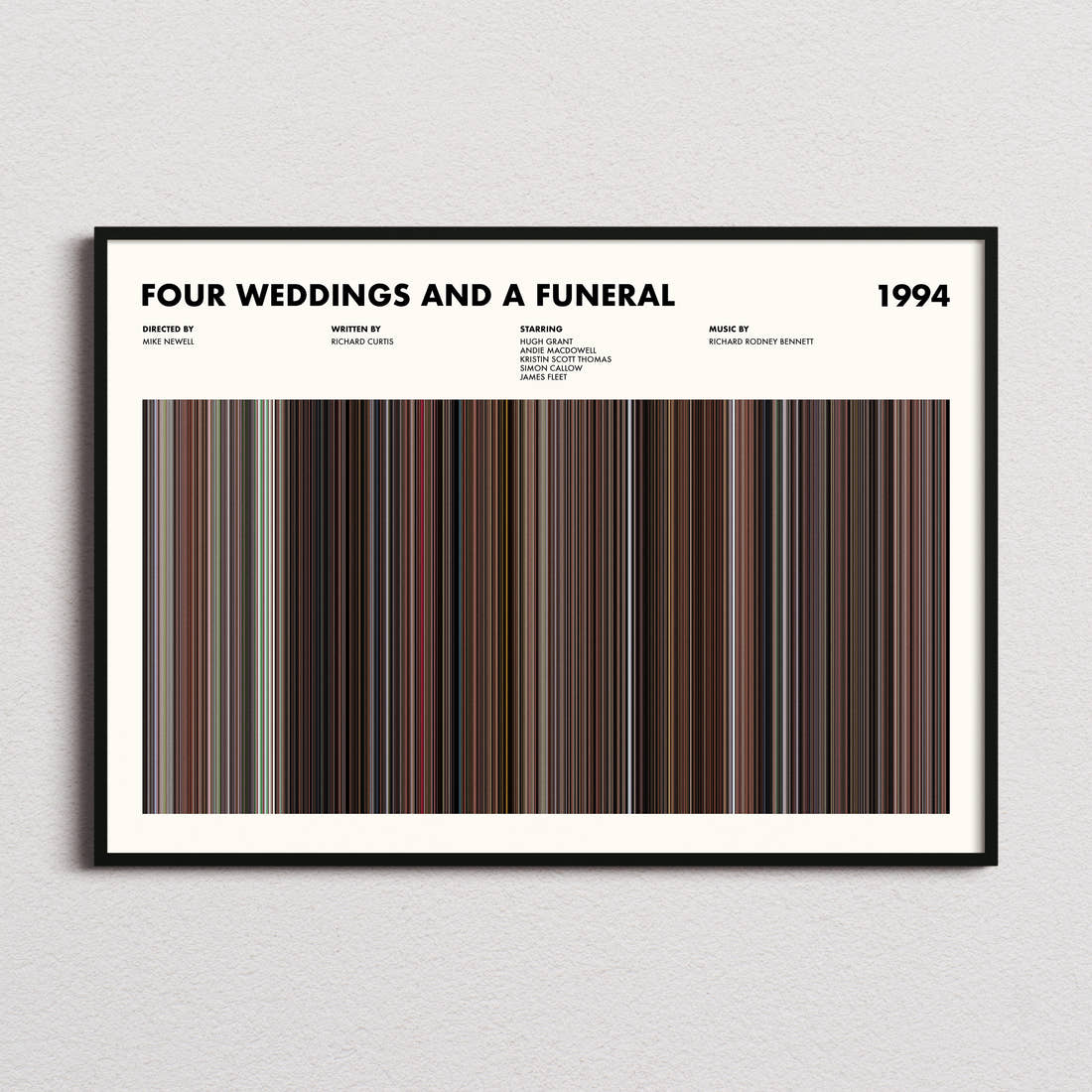 Four Weddings and a Funeral Movie Barcode Poster