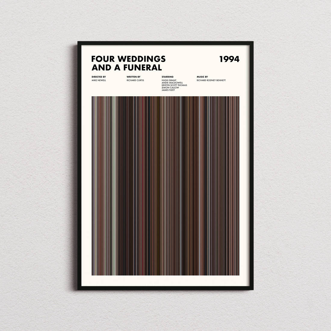 Four Weddings and a Funeral Movie Barcode Poster