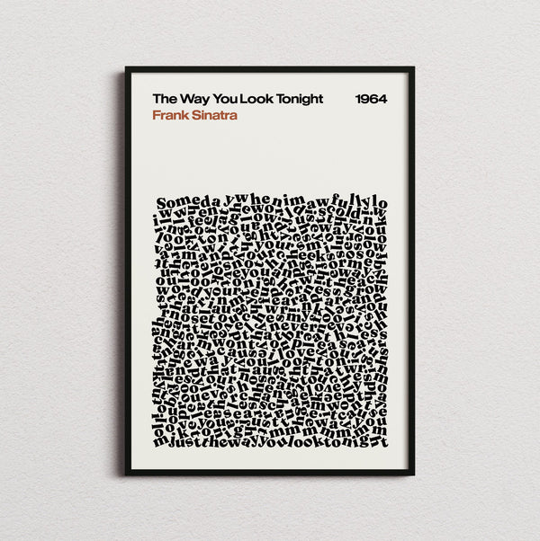 Frank Sinatra The Way You Look Tonight Lyric Print in the cream colourway, framed