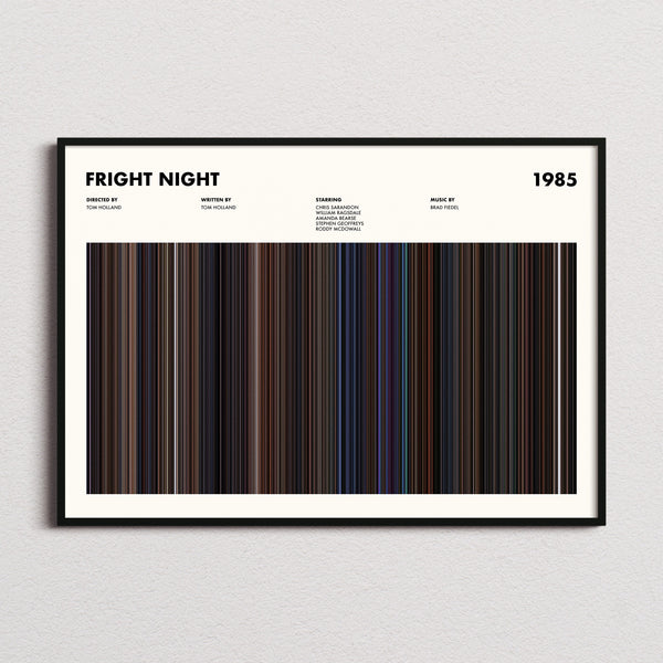 Fright Night Movie Barcode Poster framed and photographed straight on