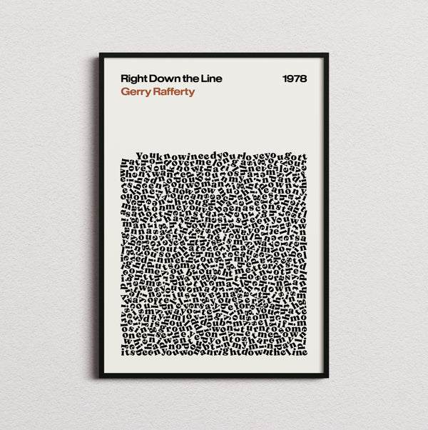 Gerry Rafferty Right Down the Line Lyric Print