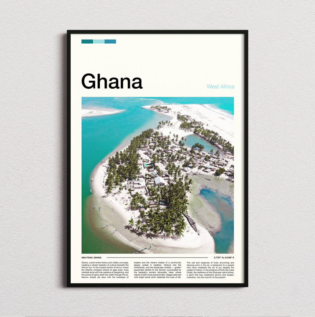 Ghana Aerial View Of The Island Travel Print framed and photographed straight on