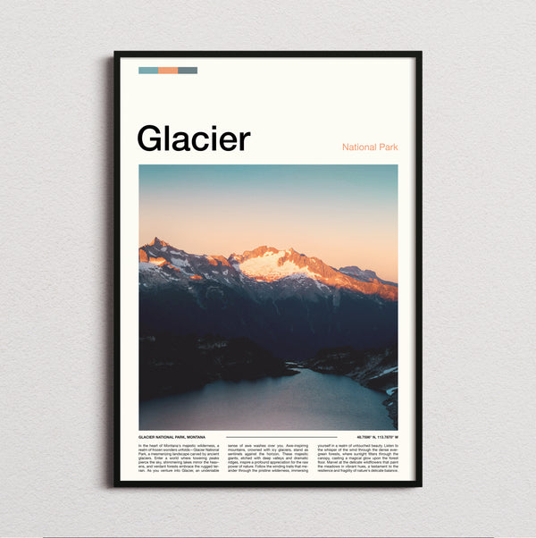 Glacier - Sunlit Mountain Ridge - Travel Print