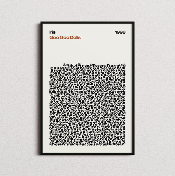 Goo Goo Dolls Iris Lyric Print in the cream colourway, framed
