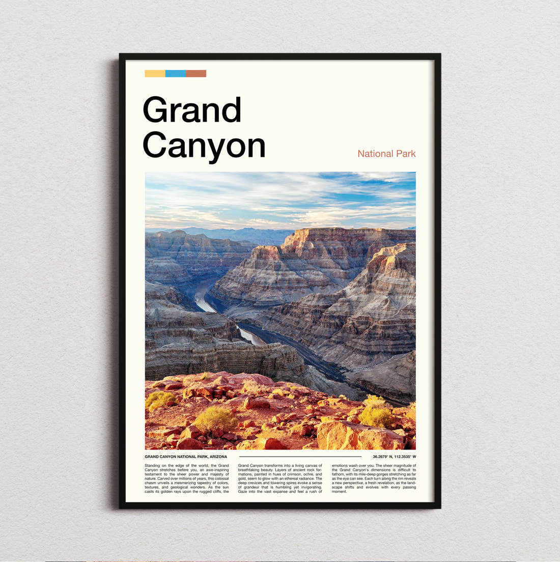 Grand Canyon Canyon And River Travel Print framed and photographed straight on