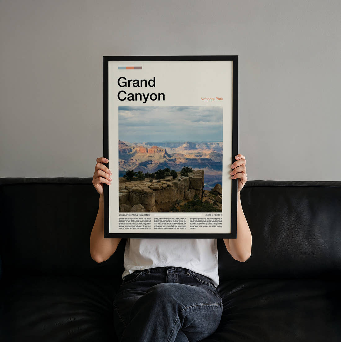 Grand Canyon Canyon Overlook Travel Print held up by hand to show the size of the print