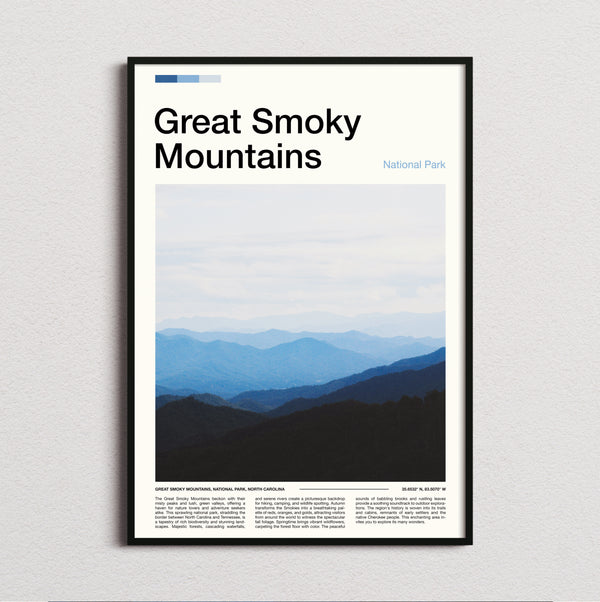 Great Smoky Mountains - Blue Mountain Ridges - Travel Print