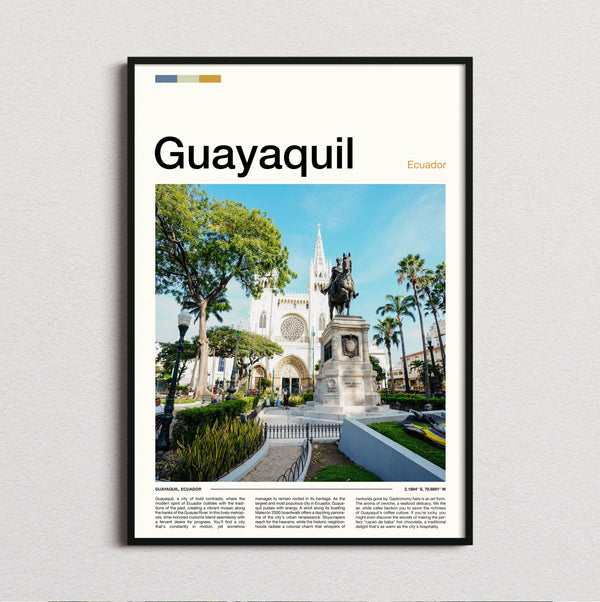Guayaquil - White Church And Statue - Travel Print